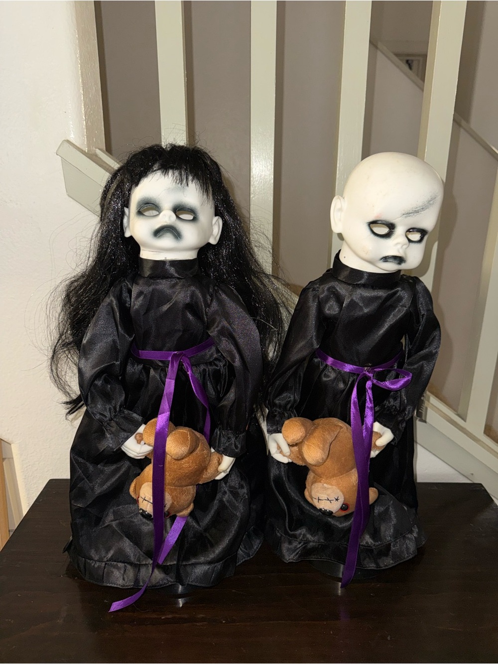Spooky Village 18" Creepy Doll w/ Teddy Bear Sound Activated Animated Boy & Girl